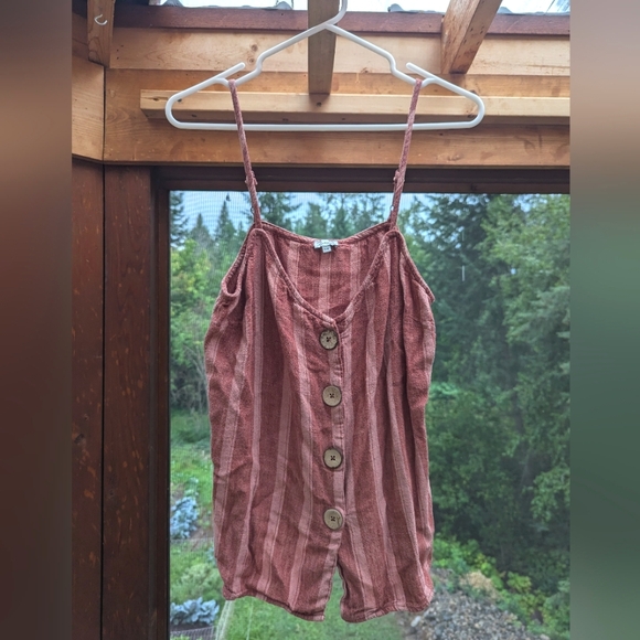 Pink linen button up camisole - Picture 1 of 3